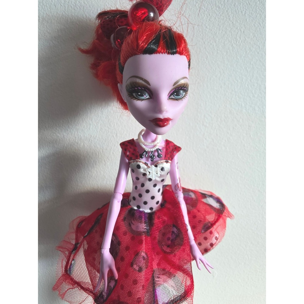Monster High Operetta Dot Dead Gorgeous Doll Red Hair Polka Dot Dress Mattel